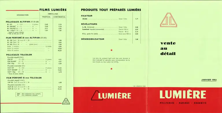 Vente au détail - janvier 1963 recto