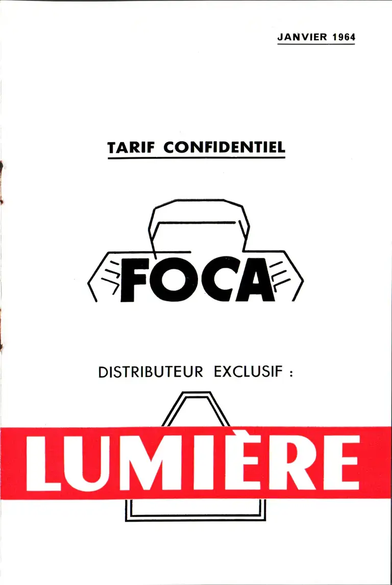 Tarif - janvier 1964 - couverture