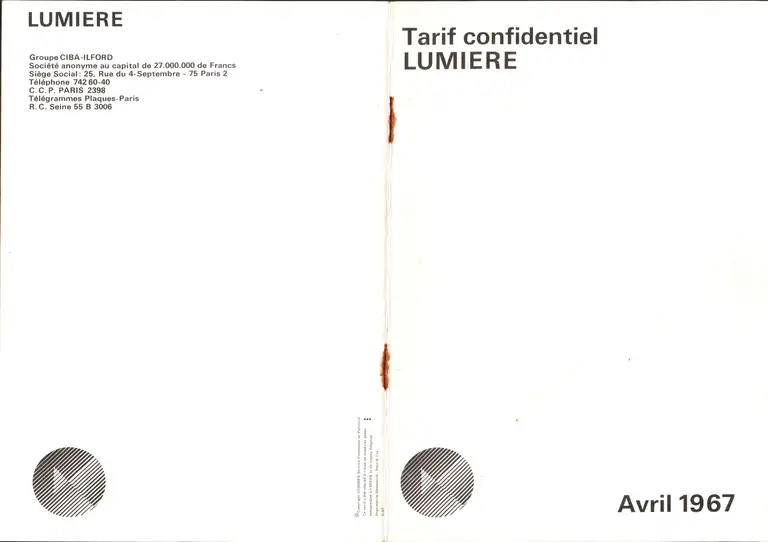 Tarif confidentiel - avril 1967 1