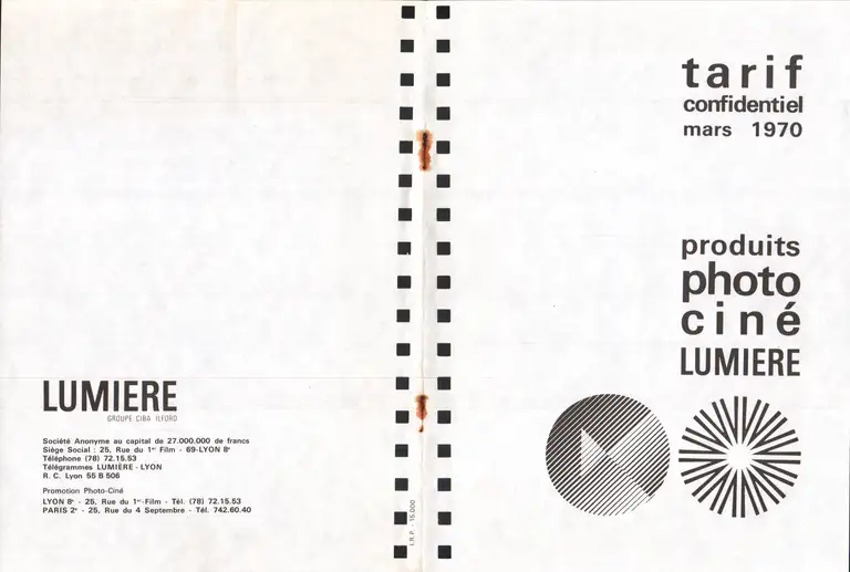 Lumière Diffusion - Tarif - mars 1970 - 1