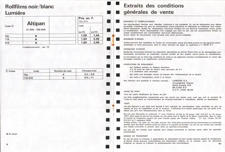 Lumière Diffusion - Tarif - mars 1970 - 5