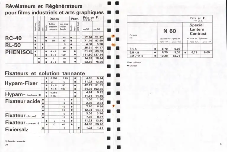 Lumière Diffusion - Tarif - mars 1970 - 10