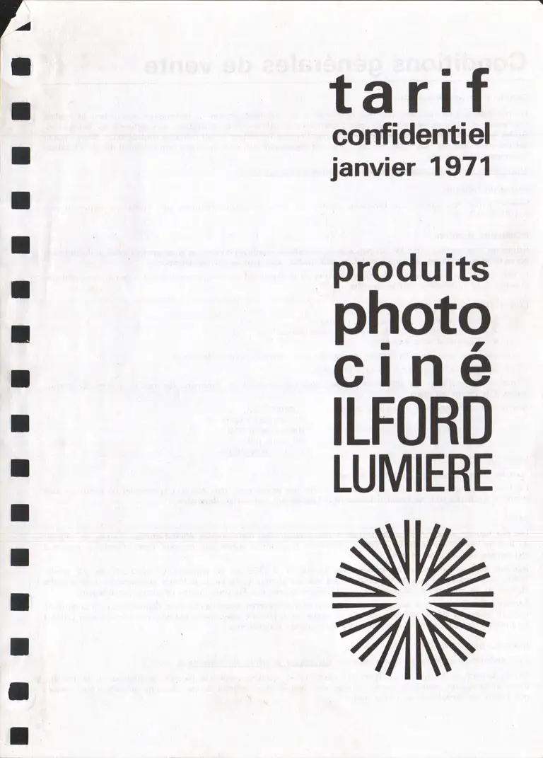 Lumière Diffusion - Tarif - janvier 1971 - 1