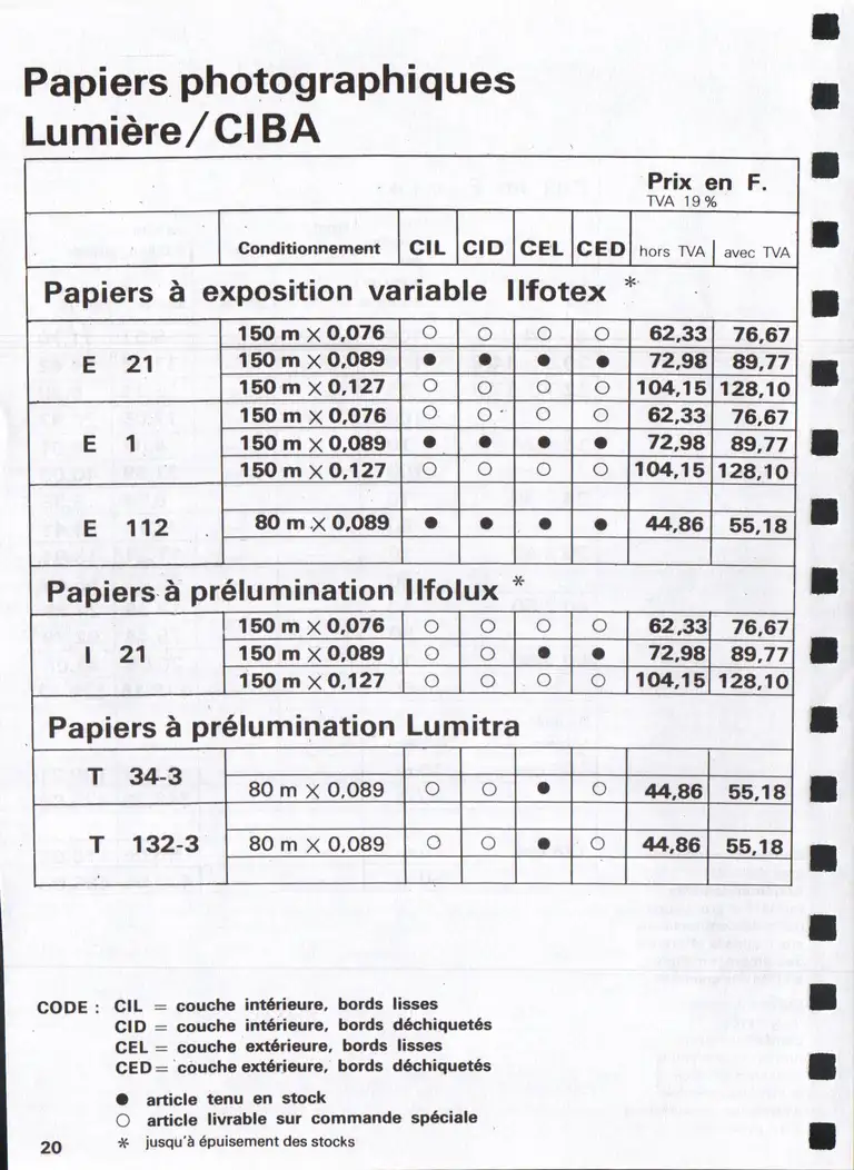 Lumière Diffusion - Tarif - janvier 1971 - 22