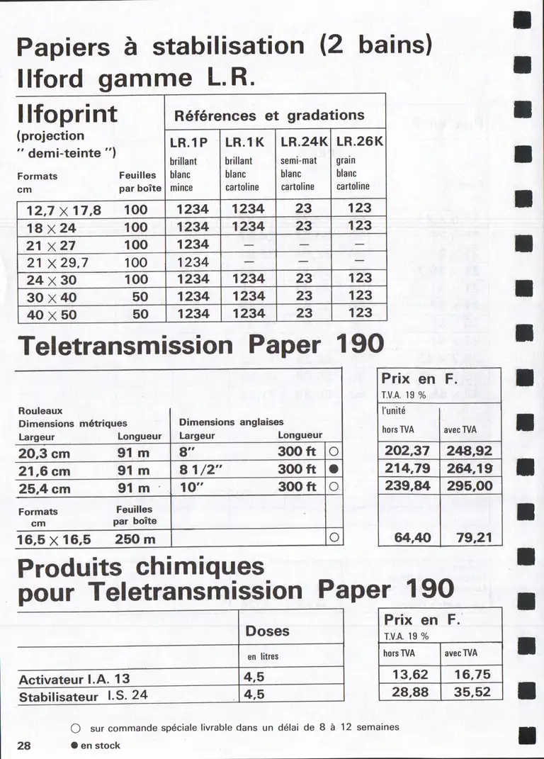 Lumière Diffusion - Tarif - janvier 1971 - 30