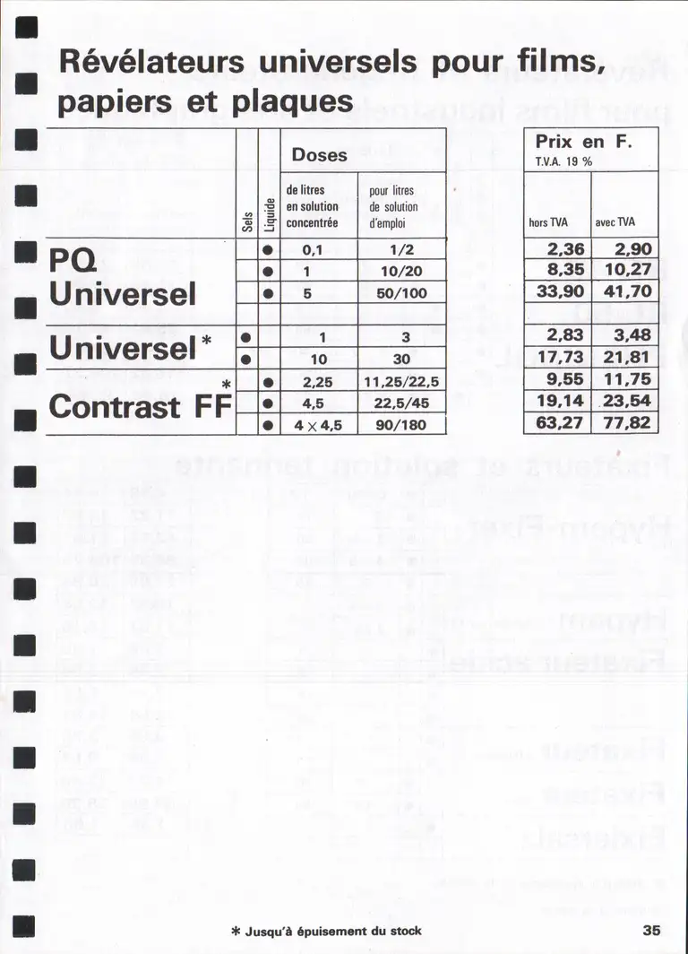 Lumière Diffusion - Tarif - janvier 1971 - 37