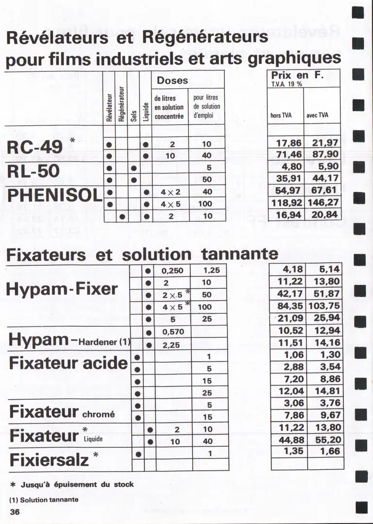 Lumière Diffusion - Tarif - janvier 1971 - 38