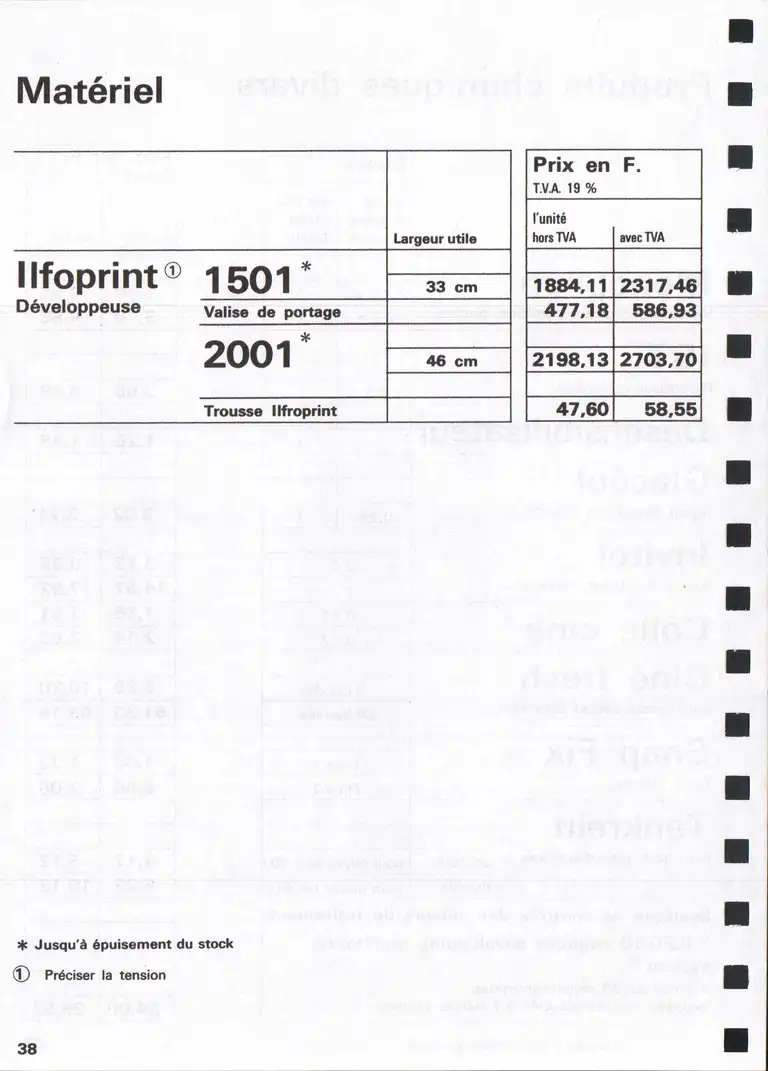 Lumière Diffusion - Tarif - janvier 1971 - 40