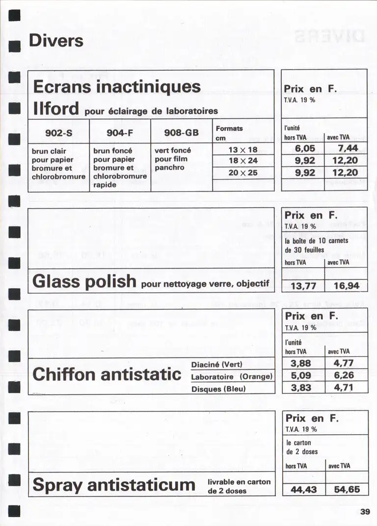 Lumière Diffusion - Tarif - janvier 1971 - 41