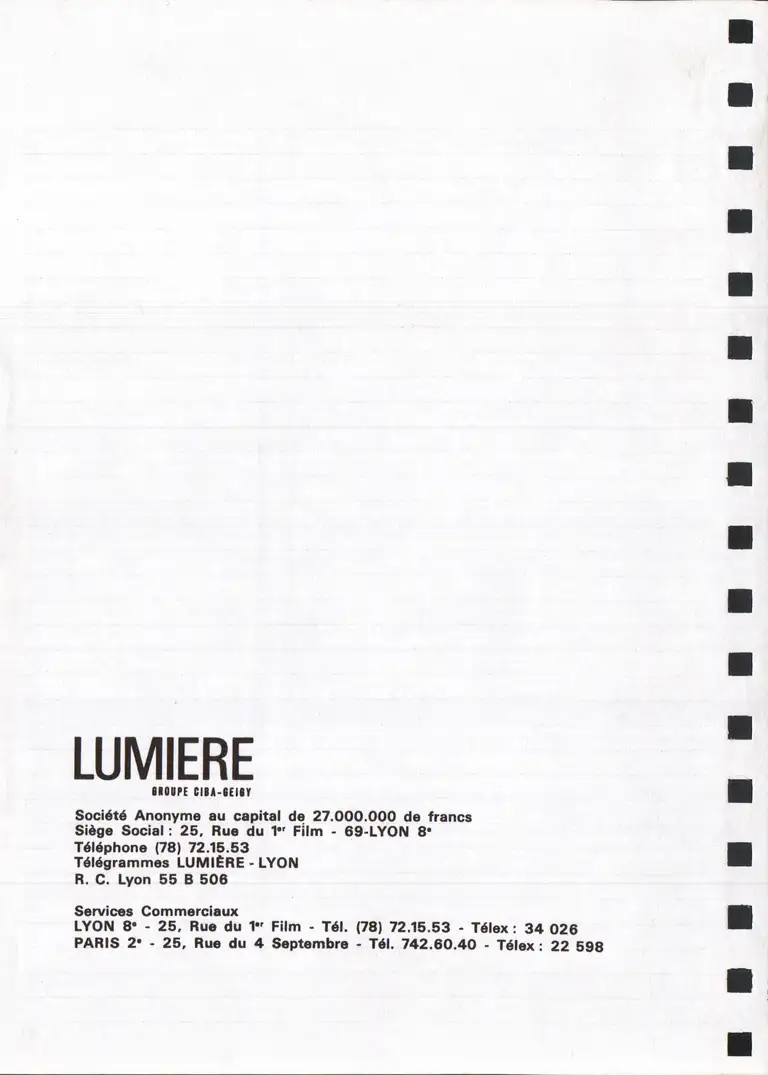 Lumière Diffusion - Tarif - janvier 1971 - 44