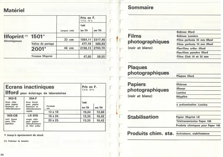 Lumière Diffusion - Tarif - novembre 1971 - 15