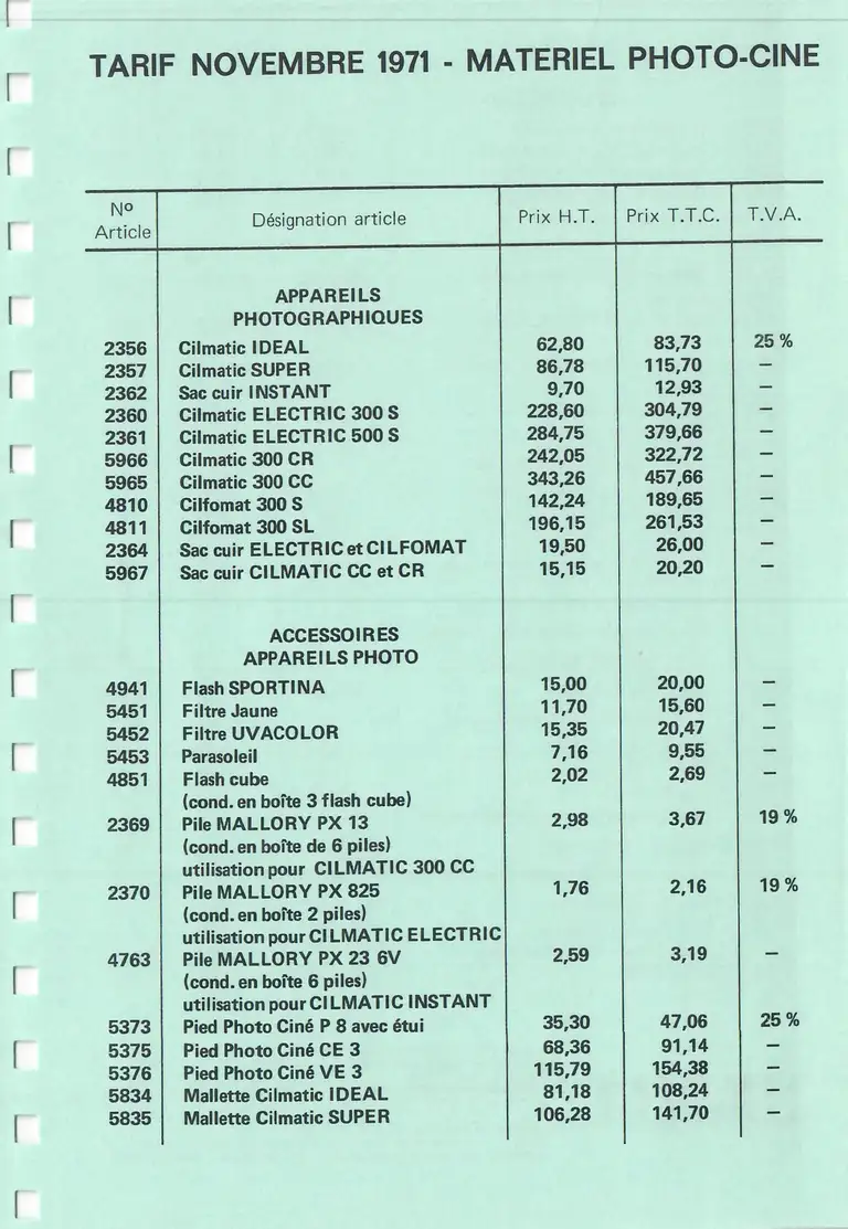 Lumière Diffusion - Tarif - novembre 1971 - 8