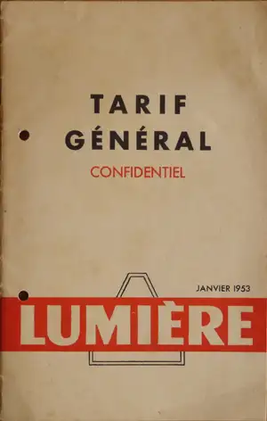 Tarif - janvier 1953