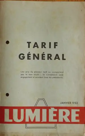 Tarif - 15 janvier 1953
