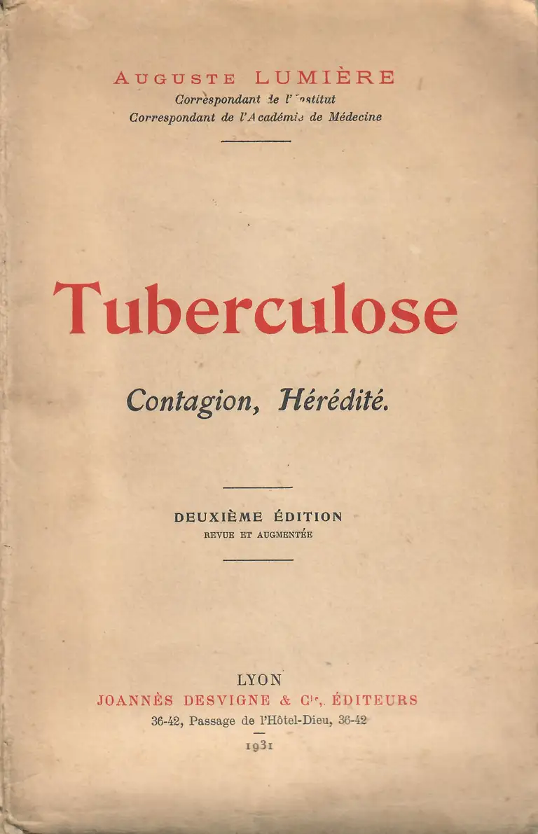 Tuberculose - Contagion, Hérédité - couverture - Joannès Desvignes et Cie - 1931