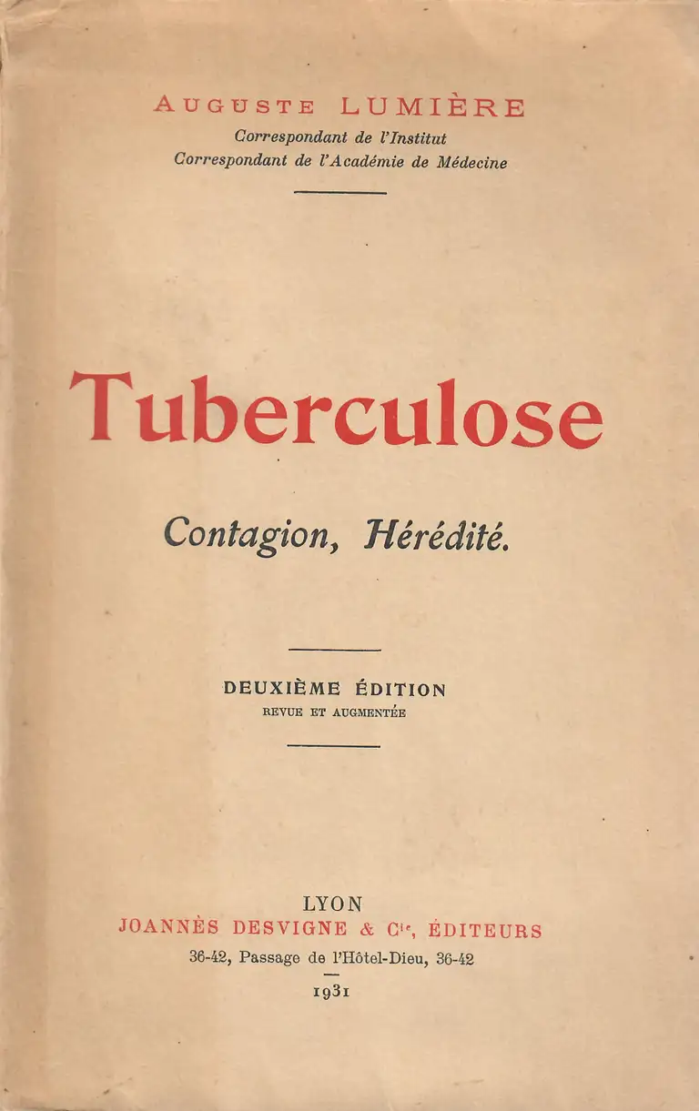 Tuberculose contagion, hérédité - 2e édition - couverture - 1938