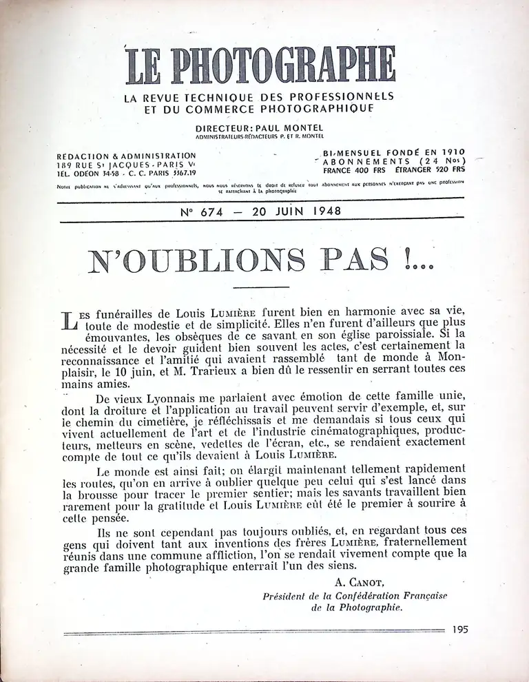 Le Photographe n°674 - 20 juin 1948
