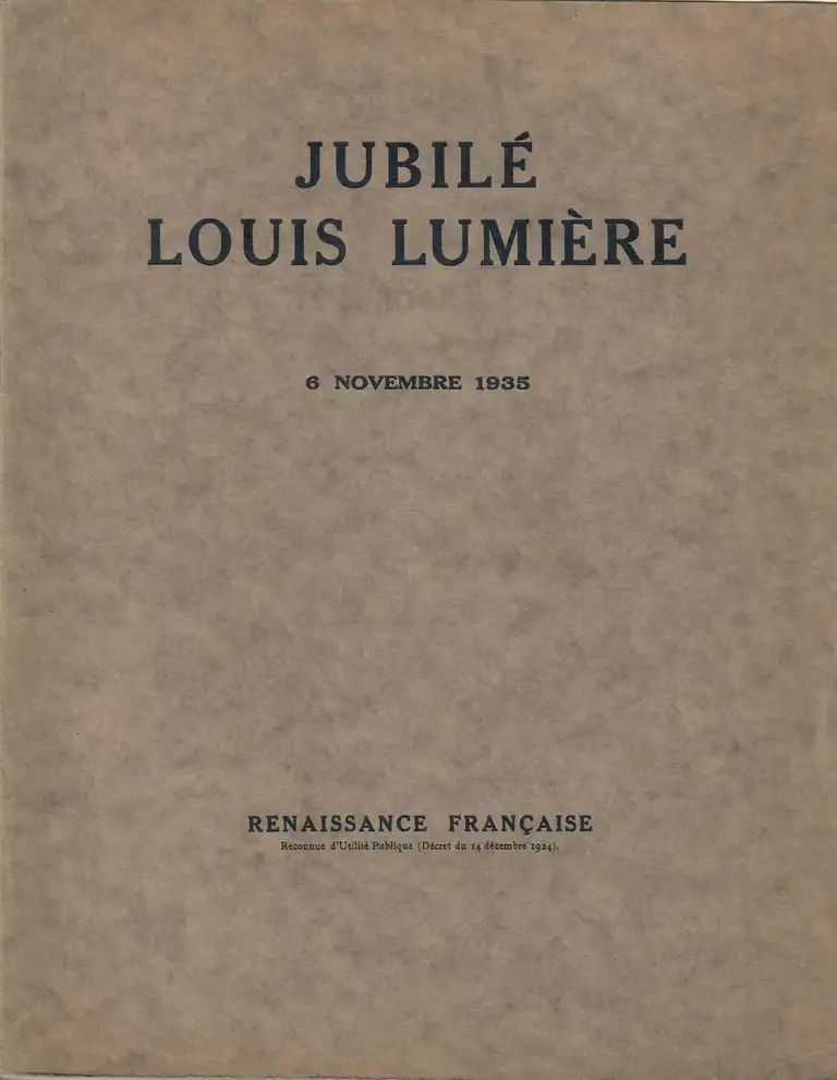Jubilé Louis Lumière - couverture - 1935