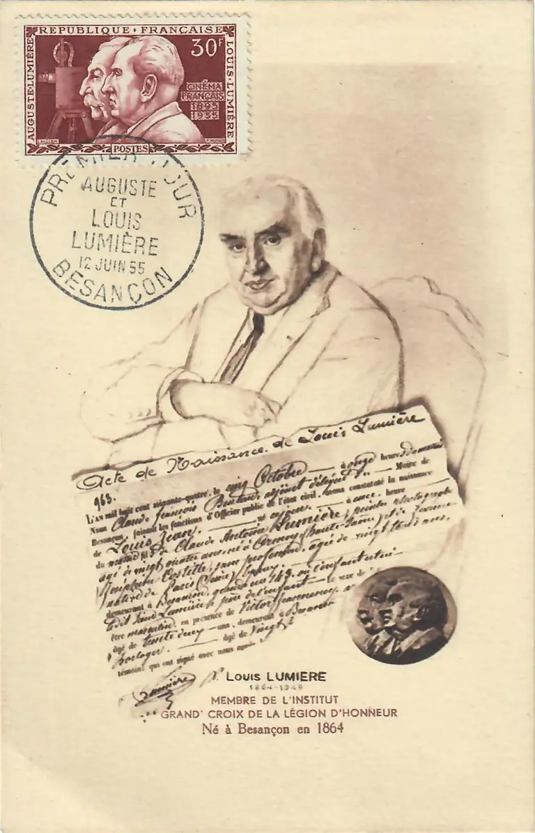 12 juin 1955 - Premier Jour du timbre Auguste et Louis Lumière - recto
