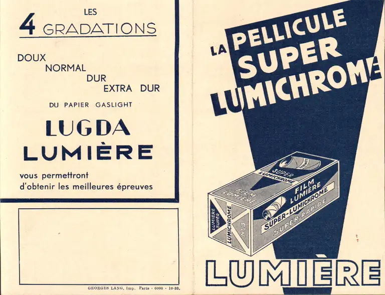 Lumière Pellicule Super Lumichrome - recto - octobre 1933